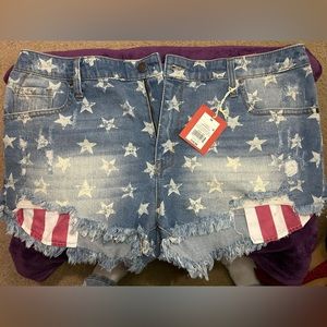 Target Mossimo Supply Co Stars and Stripes Denim Shorts Size 18 New